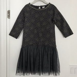 OshKosh B'Gosh girls gray w/gold dots tulle/ballerina dress, size 6X